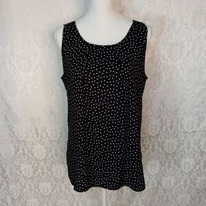 Loft black with white polka-dots and diamonds tank top M